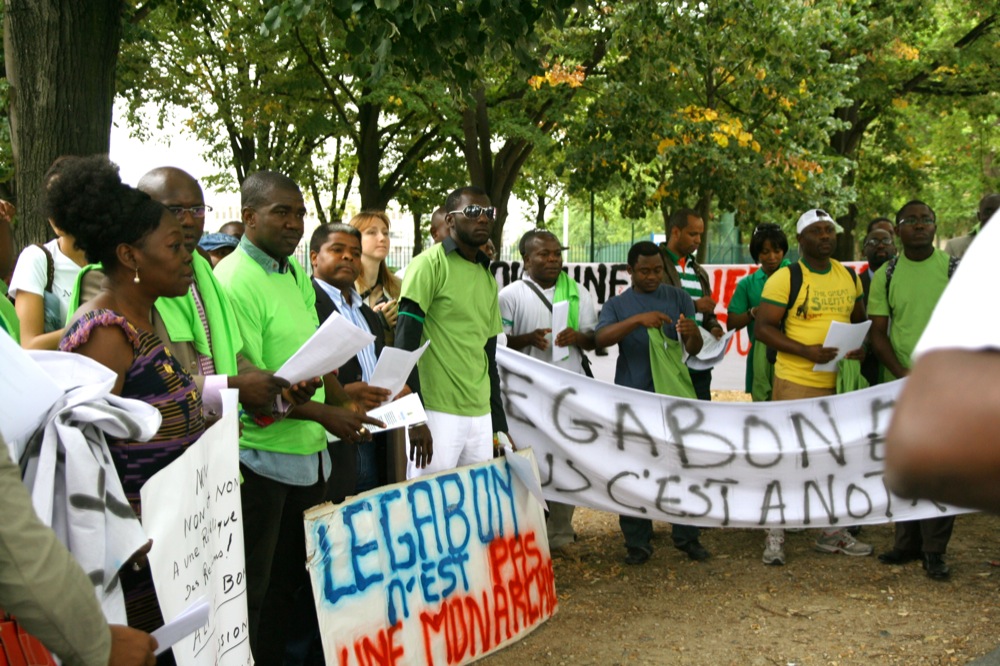 Some Gabonese in Paris protest 'Monarchy' when Ali Bongo Odimba succeeded his father in 2009 (photo credit: Bruno Ben Moubamba/Flickr)