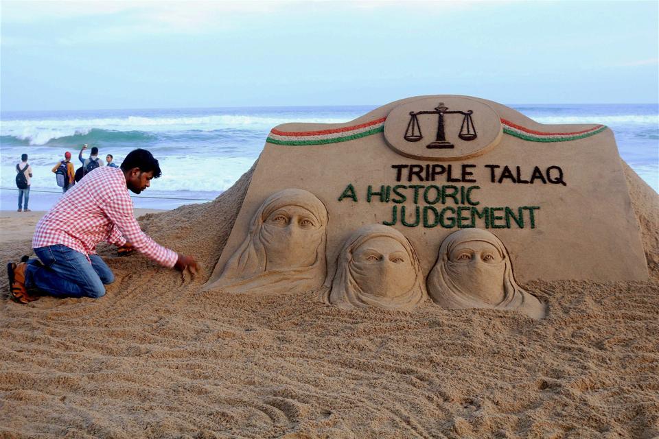 A sand artist makes a sculpture following the Supreme Court judgment (photo credit: worldentertainments center/Flickr)