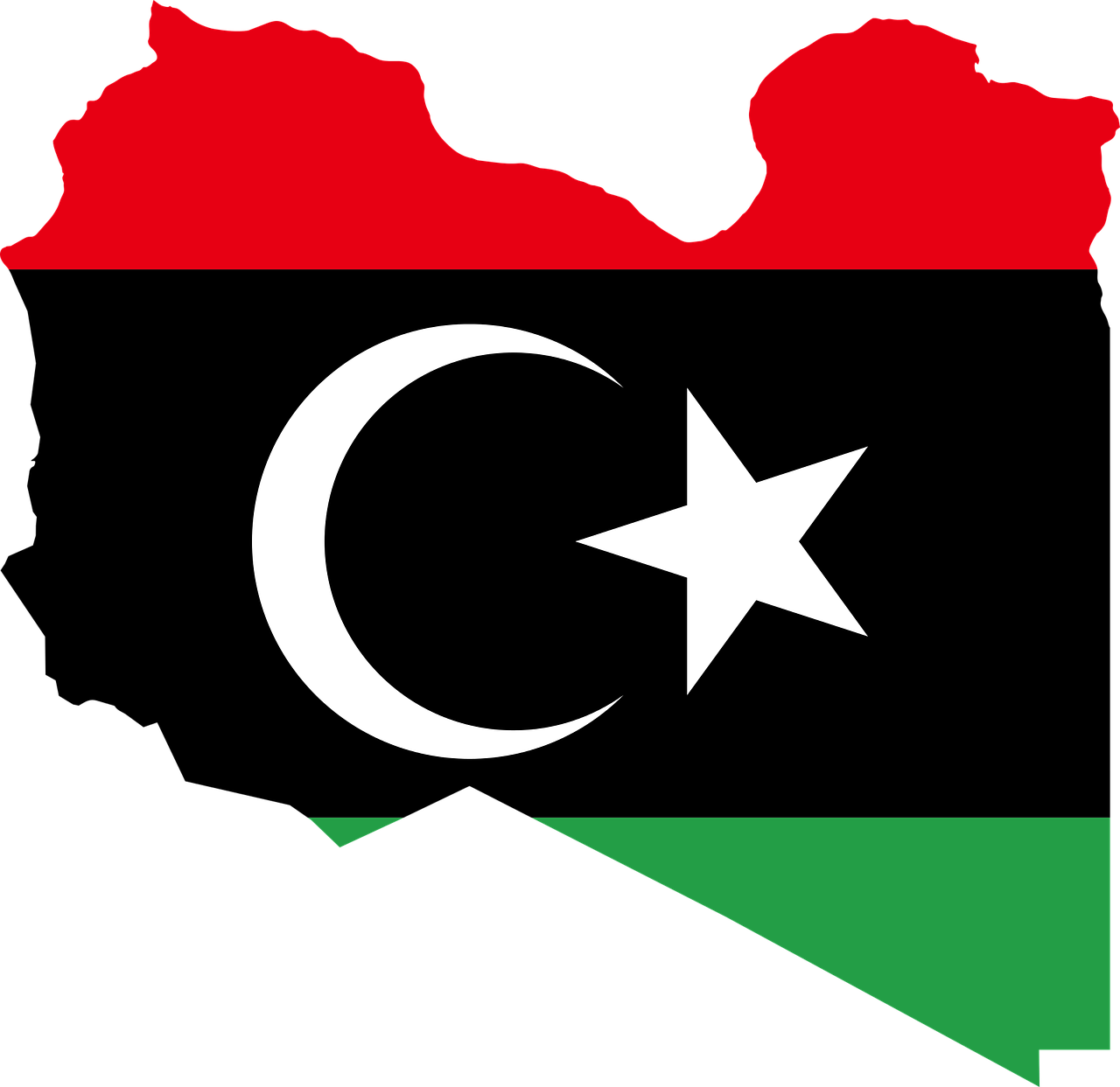 Flag of Libya on a map (photo credit: Pixabay)