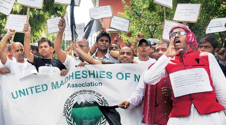 Madhesi protesters demanding reforms on federal demarcation and citizenship (photo credit: The Indian Express)