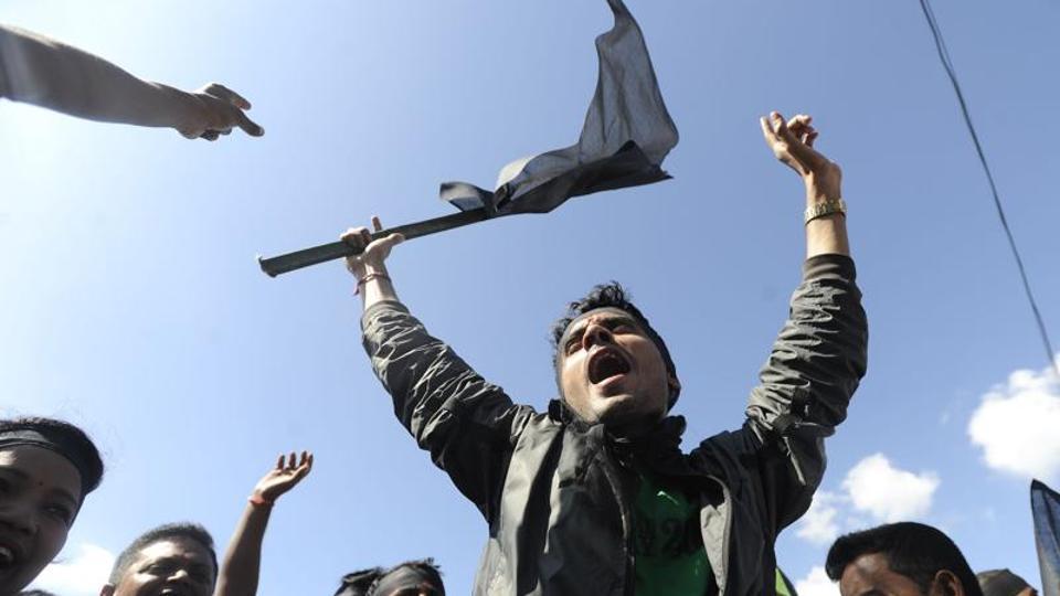 Members of the Madhesi and ethnic communities protest lack of change (photo credit: AFP)