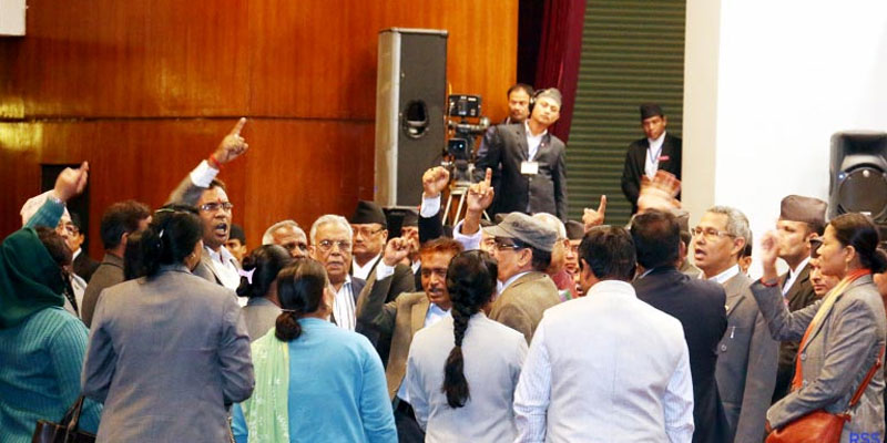 Nepalese opposition parties disrupt parliament (photo credit: India Live Today)