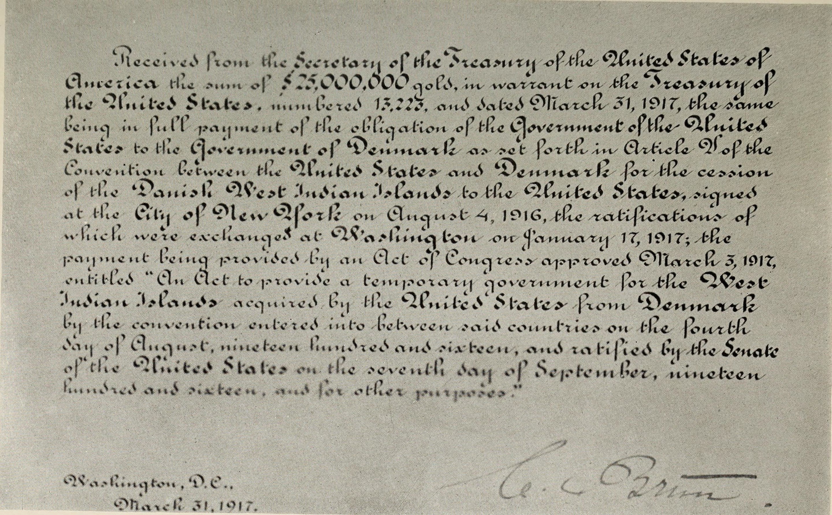 Sale of the Islands to the United States (photo credit: Pasquines)