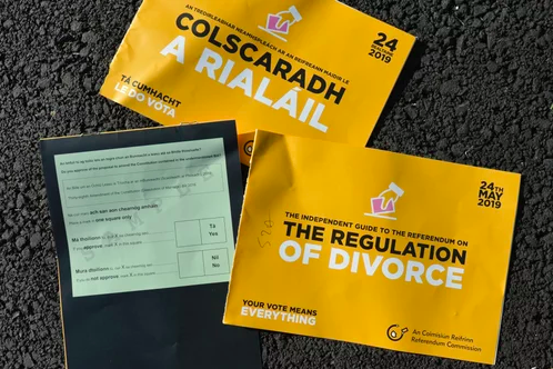Divorce referendum leaflets (photo credit: Artur Widak-Nur Photo/Getty Images)
