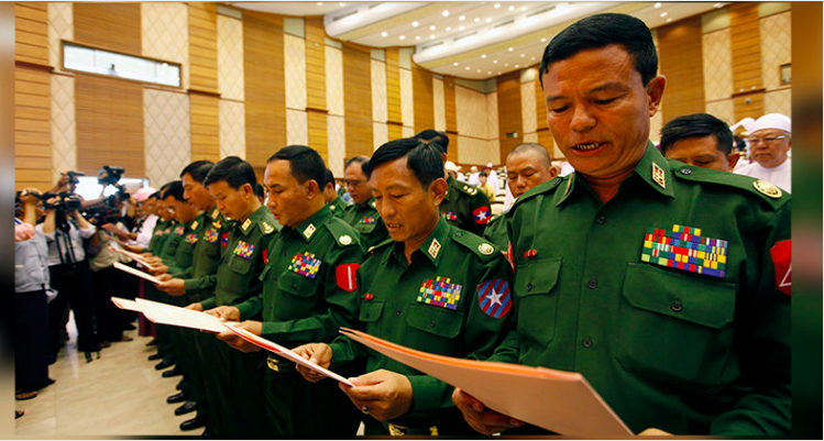 Myanmar military lawmakers (photo credit: Reuters)