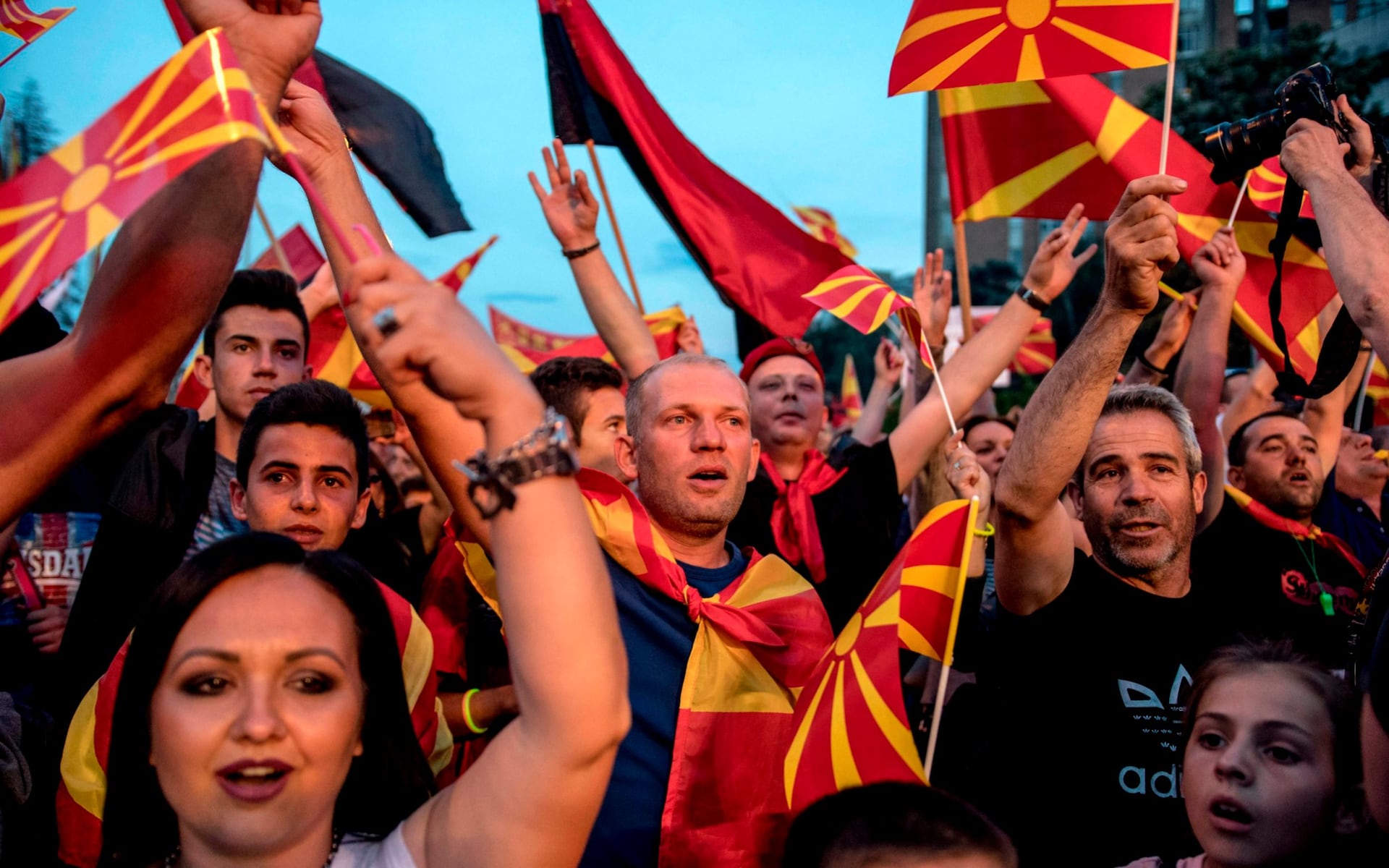 Thousands have demonstrated against the Macedonian government's compromise solution (photo credit: AFP)