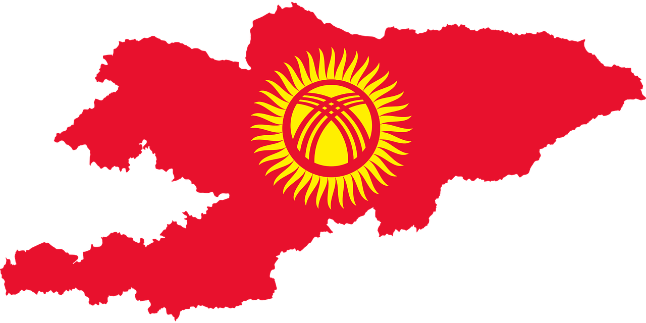 Kyrgyzstan flag and country outline (photo credit: pixabay)