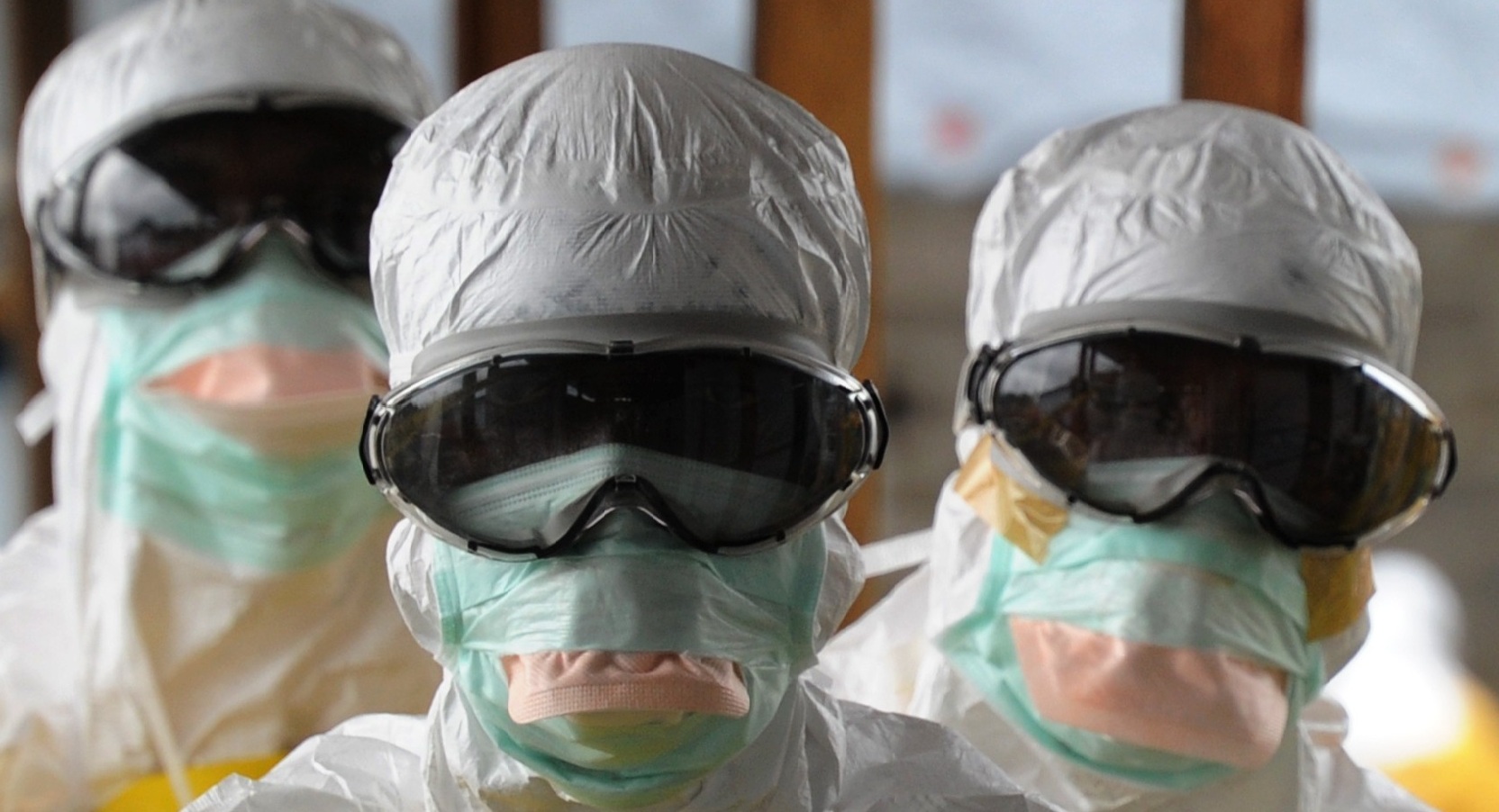 Frontliners in the fight against Ebola in protective gear. 
