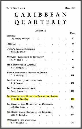 The Constitutional history of Trinidad and Tobago - Caribbean Quarterly