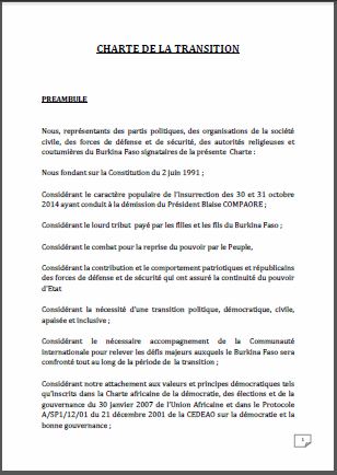 Transitional Charter of Burkina Faso - November 2014