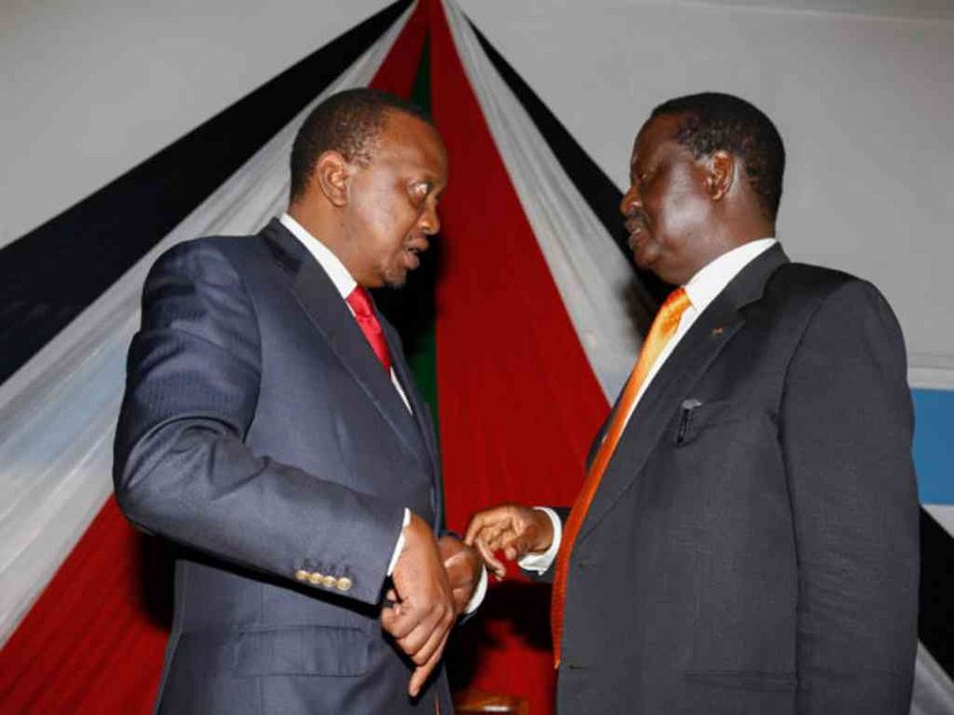 President Uhuru Kenyatta and opposition leader Raila Odinga (Photo creit: Maurice Alal)