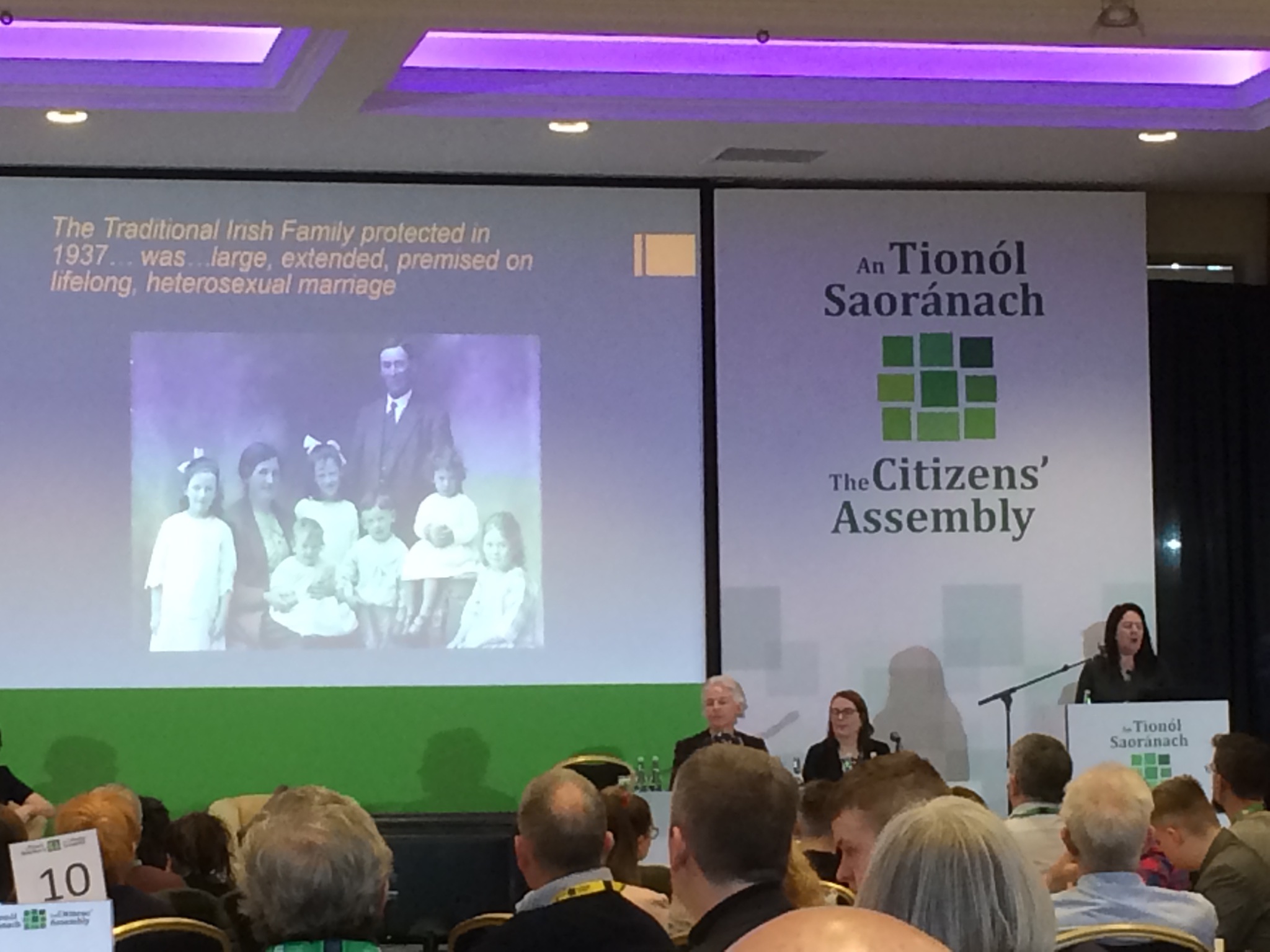 Ireland's Citizens' Assembly on Gender Equality discusses the constitutional definition of  'The Family' in February 2020 (@helenrussell32 via X)
