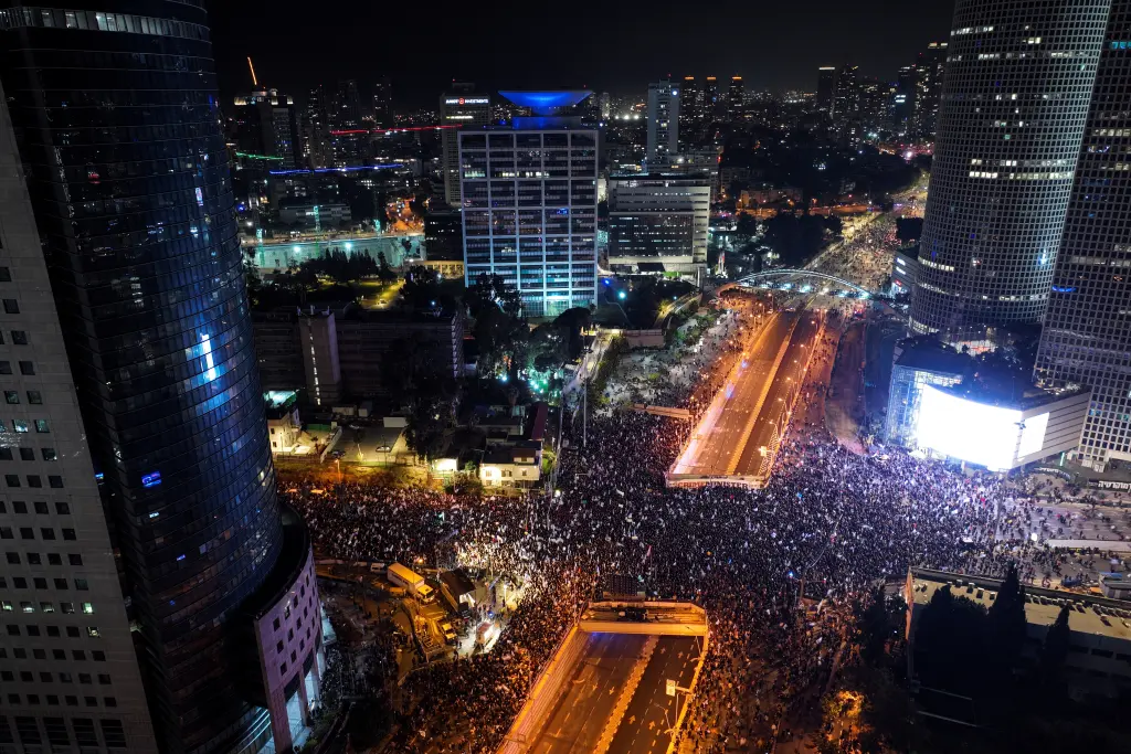 Protesters filled the streets of Tel Aviv, Israel on 21 January to protest against proposed judicial reforms (photo credit: Reuters)