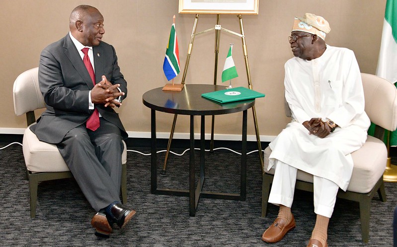 President Bola Tinubu of Nigeria (right) (photo credit: GovernmentZA via flickr)