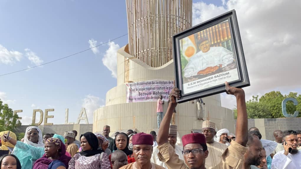 Anti-coup protests in the capital of Niger (photo credit: AFP)