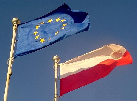 Flags of the EU and Poland (photo credit: CEPS)