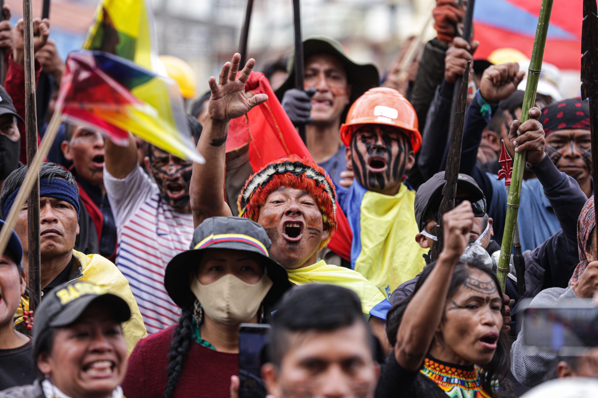 Indigenous protestors in Quito, Ecuador (photo credit: Joaquin Montenegro Humanante/dpa/Alamy)