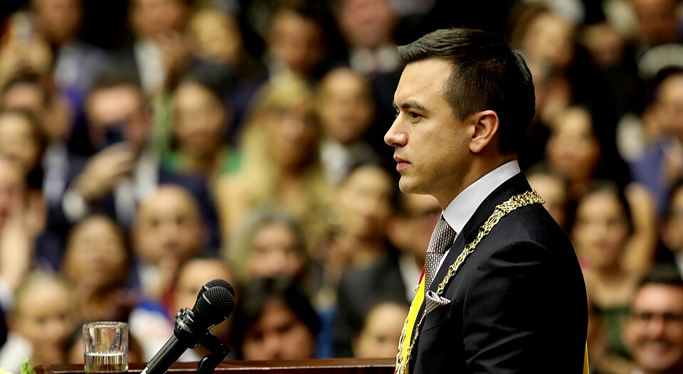 President of Ecuador, Daniel Noboa (credit: Presidency of Ecuador via Wikimedia Commons)