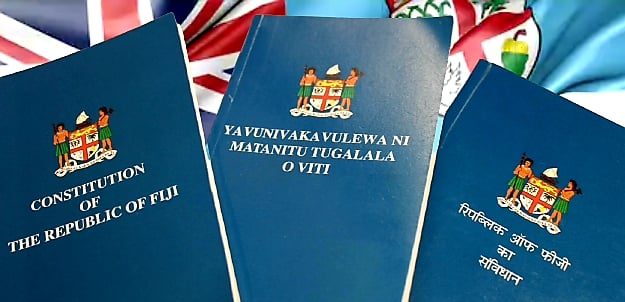 Constitution of Fiji in English, Fijian, and Fiji Hindi (photo credit: Fiji Legal Aid Fiji via Facebook)