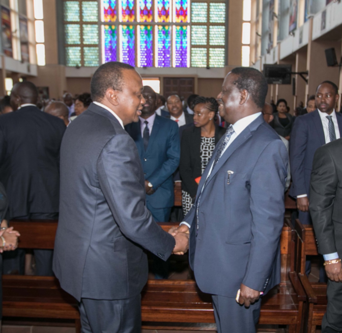 President Uhuru and former Prime Minister Raila Odinga (photo credit: KBC)