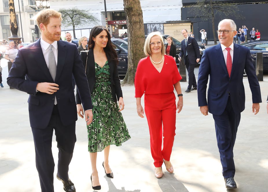 Malcolm and Lucy Turnbull met Prince Harry and his fiancee Meghan Markle in London in April (photo credit: AAP/Ella Pellegrini)