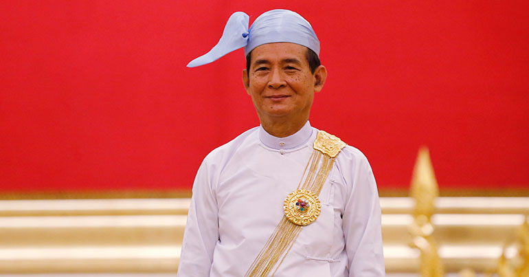 Myanmar’s President Win Myint (photo credit: Hein Htet / EPA-EFE)