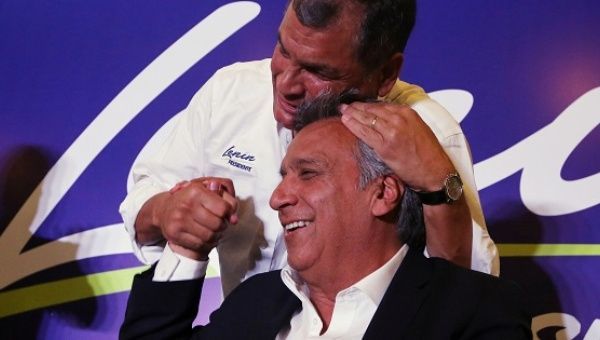President Lenin Moreno with ex-president Rafael Correa during the election campaign (Photo credit: Ecuador Presidency)