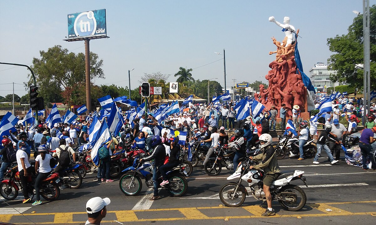 Anti-government protest in Nicaragua in 2018 (photo credit: El Arzobispo via Wikimedia Commons)