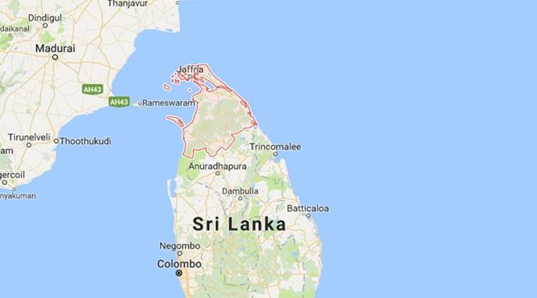 Map of Sri Lanka showing Tamil territorial claims (photo credit: The Indian Express)