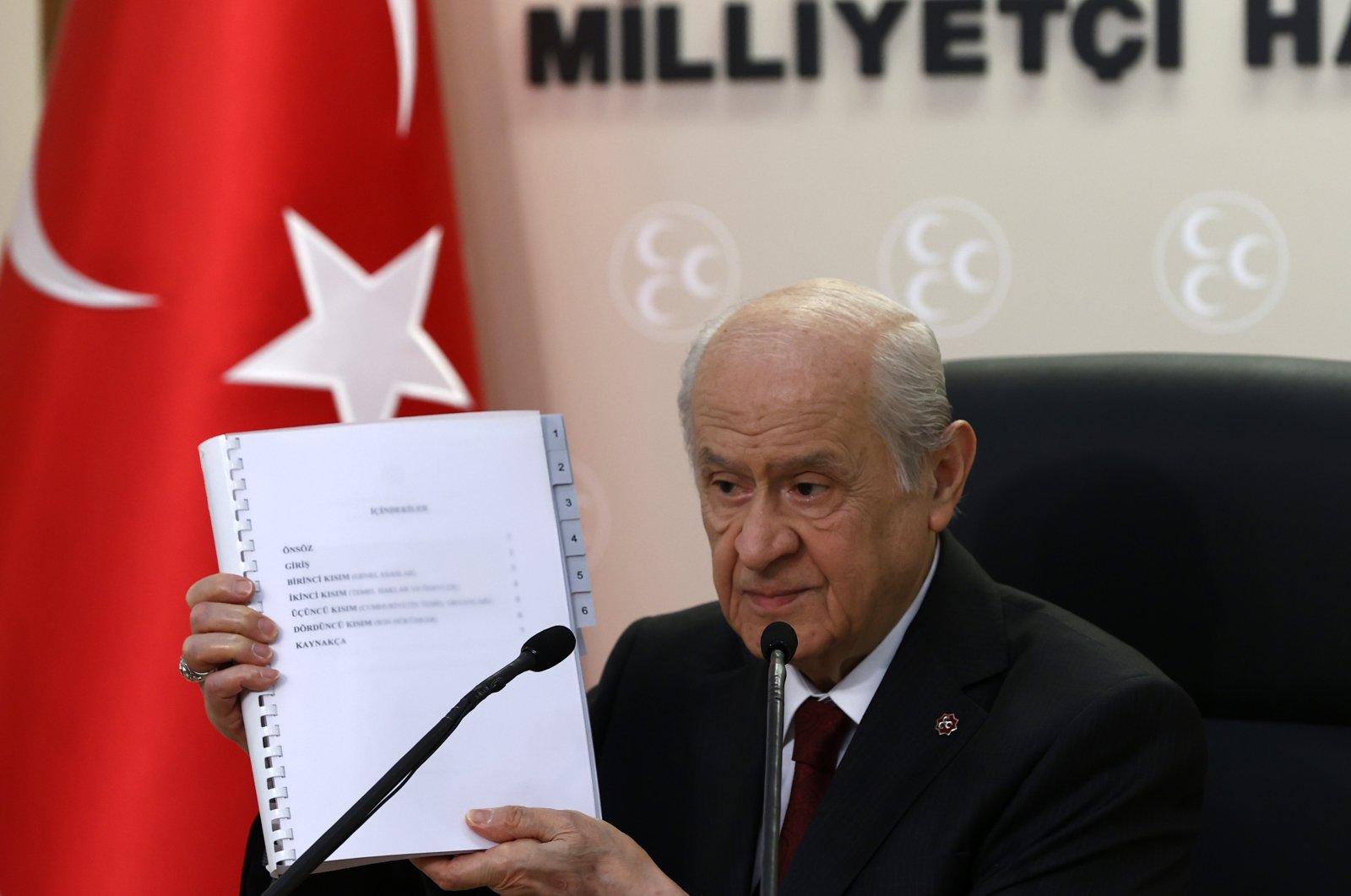 MHP leader Devlet Bahçeli unveils MHP draft constitution (photo credit: AA)
