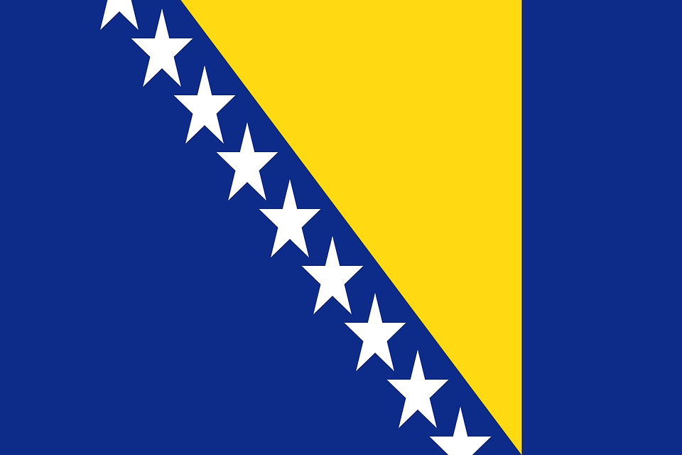 Flag of Bosnia and Herzegovina (photo credit: OpenClipart-Vectors via pixabay)