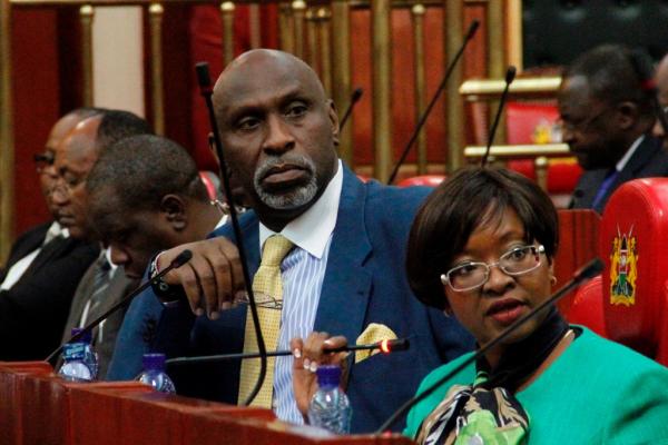 CIC chairman Charles Nyachae with vice chairperson Elizabeth Muli before the National Assembly Constitutional Implementation Oversight Committee on March 6. (photo credit: The Star)
