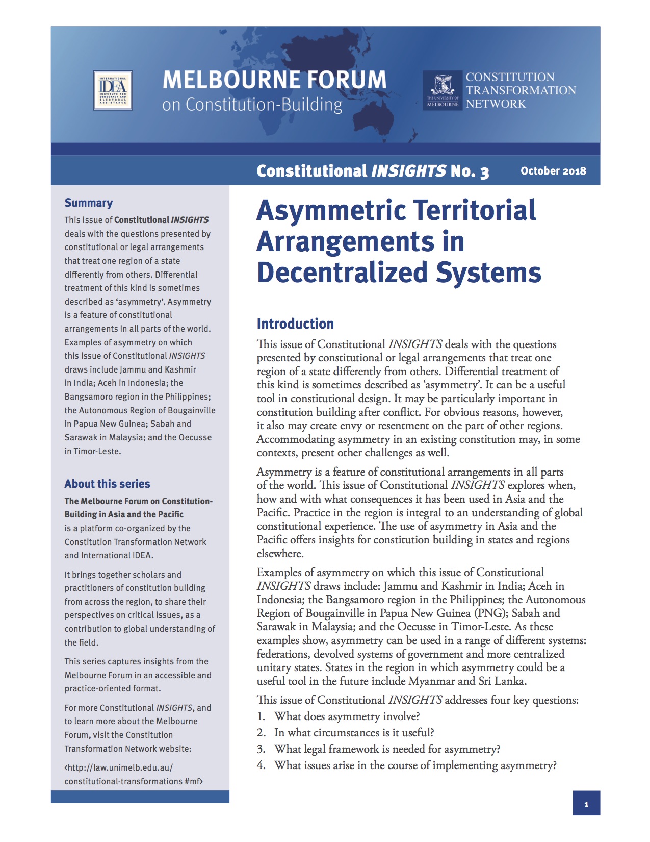 Asymmetric Territorial Arrangements in Decentralized Systems