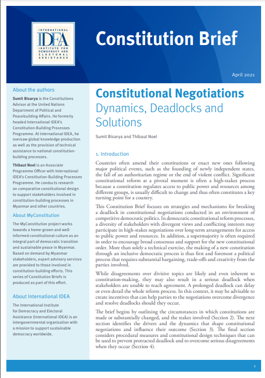 Constitutional Negotiations: Dynamics, Deadlocks and Solutions