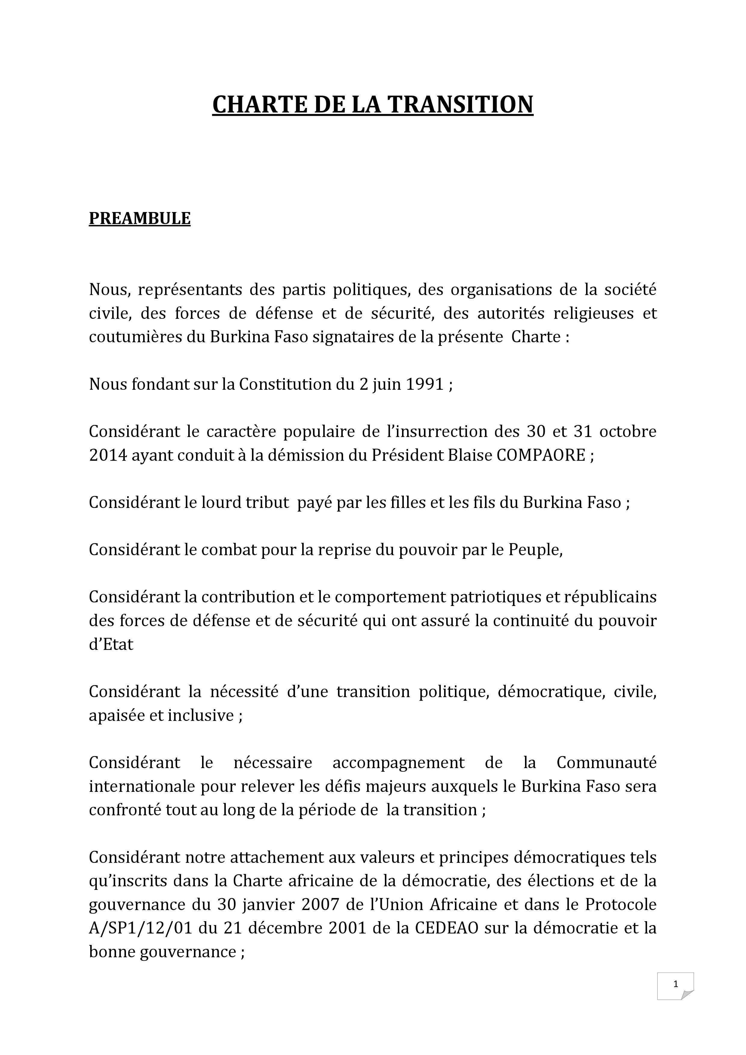 Interim Constitution - Burkina Faso (2014-present)