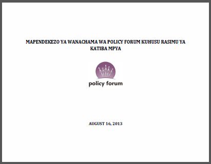 Tanzania: Comments of the Policy Forum on the Draft Constitution 