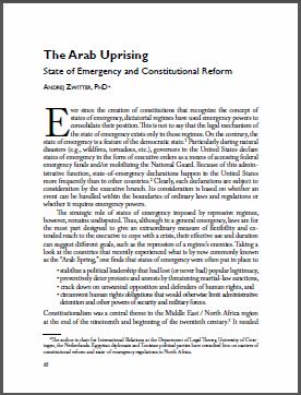 The Arab Uprising - State of Emergency and Constitutional Reform