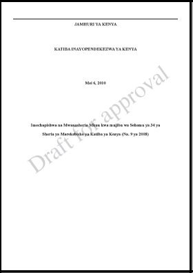 Kenya: Draft Constitution of 2010 (Swahili)