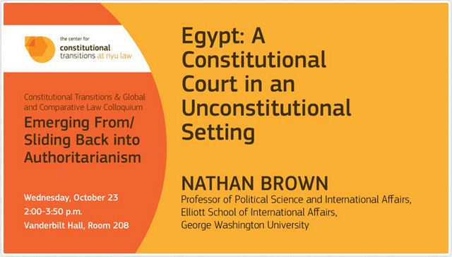 Egypt: A Constitutional Court in an Unconstitutional Setting, Nathan Brown