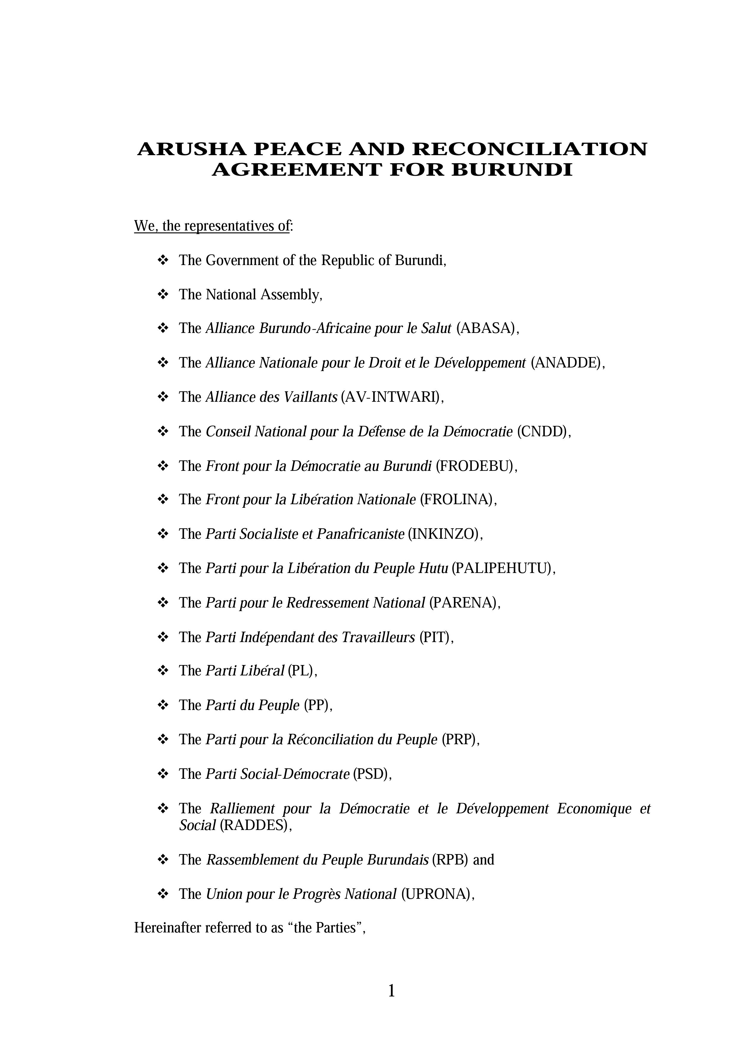 Interim Constitution - Burundi (2001-2004)