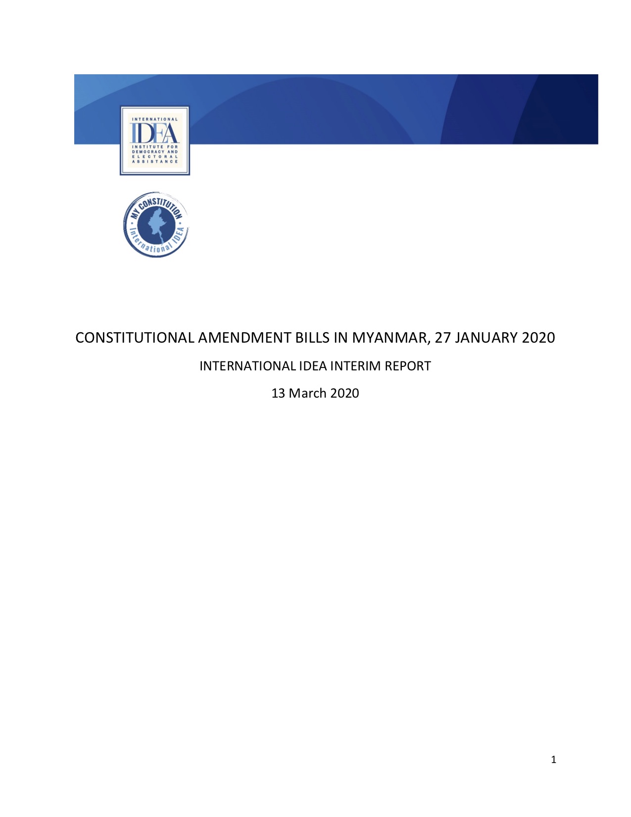 Constitutional Amendment Bills in Myanamar, 27 January 2020: International IDEA Interim Report