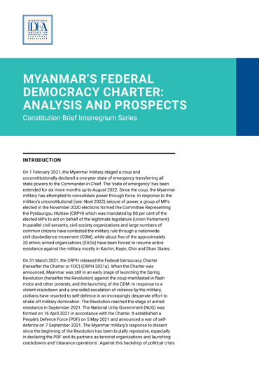 Myanmar’s Federal Democracy Charter: Analysis and Prospects