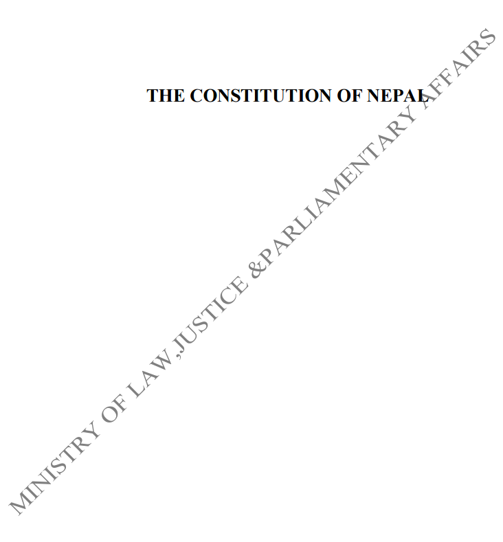 Constitution of Nepal 2015 (official English translation by the Ministry of Law, Justice and Parliamentary Affairs of Nepal)