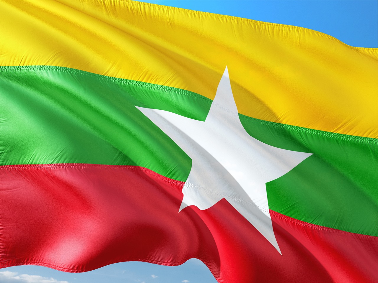 Flag of Myanmar (photo credit: jorono via pixabay) Flag of Myanmar (photo credit: jorono via pixabay)