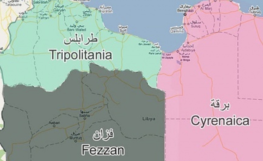Map showing Libya's three great historic regions