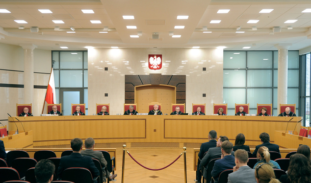 Judges attend a session at the Constitutional Tribunal  (photo credit: AP Photo/Alik Keplicz)