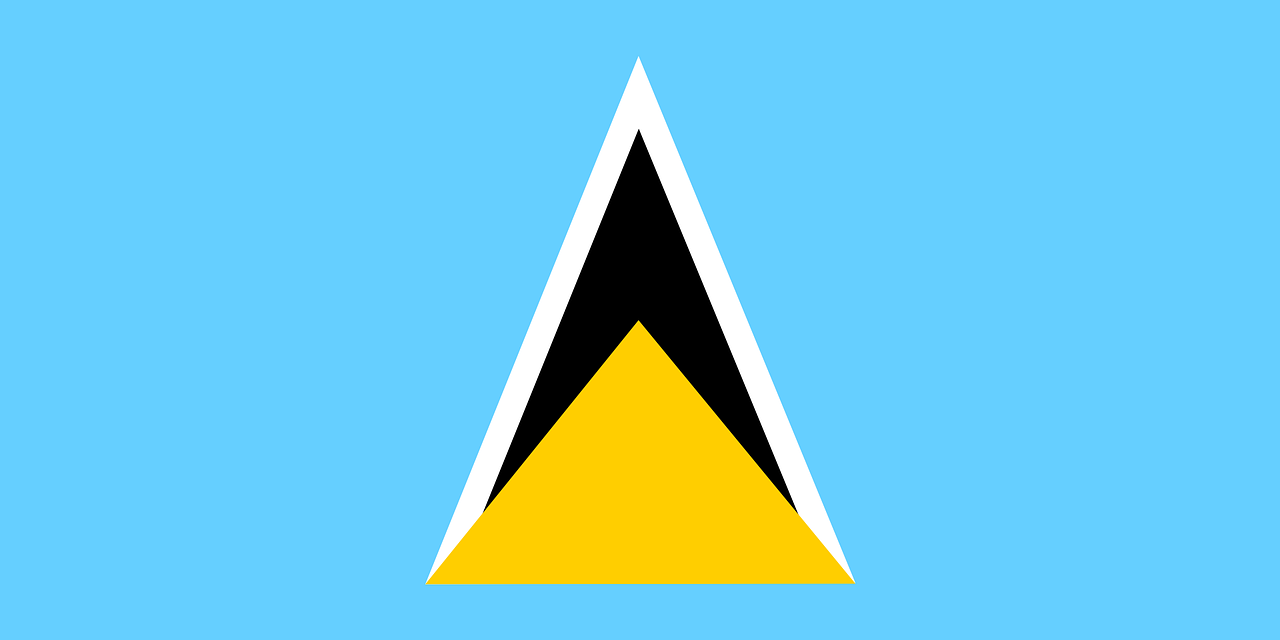 Flag of Saint Lucia (photo credit: Clker-Free-Vector-Images via pixabay)