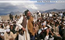 An elderly man speaks at a traditional meeting in the FATA (photo credit: FATA Reforms/Flickr)