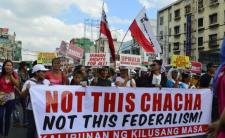 Some protesters oppose charter change and shift to federalism (photo credit: Ana Dominique Pablo) Some protesters oppose charter change and shift to federalism (photo credit: Ana Dominique Pablo)