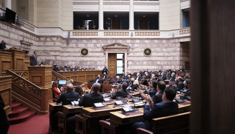 Prime Minister Kyriakos Mitsotakis speaks in Parliament (credit: Prime Minister's Press Office/Dimitris Papamitsos via Flickr)